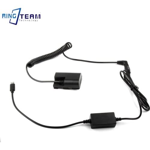 For Canon EOS 5DS 5DSR 6D 7D 7D Mark II DR-E6 Dummy Battery Male Elbow 5521 To TYPE-C Female 8V Step-Down Spring Wire