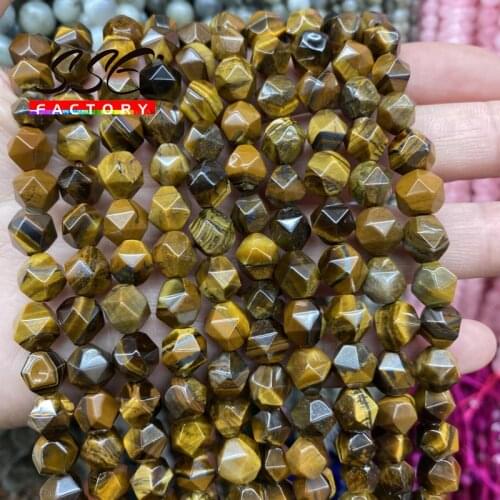 Faceted Natural Yellow Tiger Eye Stone Beads Loose Spacer Bead for Jewelry Making Diy Bracelet Necklace Accessories 6 8 10mm 15"