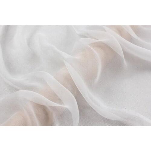 Howmay 100% pure silk fabric crinkle georgette ggt 8m/m 45" 114cm natural white for DIY handmade or dress scarf 50yards