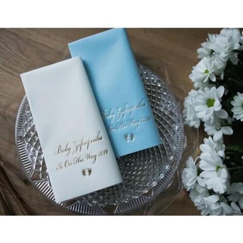 Customized any text napkins Baby shower Bridal shower napkins Personalize birthday party napkins Foil silver First Communion