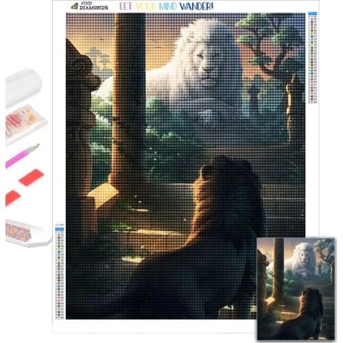 Diamond Painting Lion Full Diamond Embroidery 5D DIY Mosaic Animal Picture of Rhinestone Cross Stitch Kits Home Decoration Art