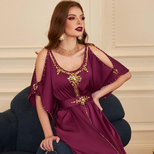 Caftan Marocain De Soiree Kaftan Abaya Dubai Islam Arabic Muslim Dress Robes Djellaba Turkish Evening Dresses For Women Vestidos