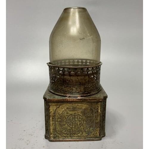 China brass archaize Oil lamp crafts statue