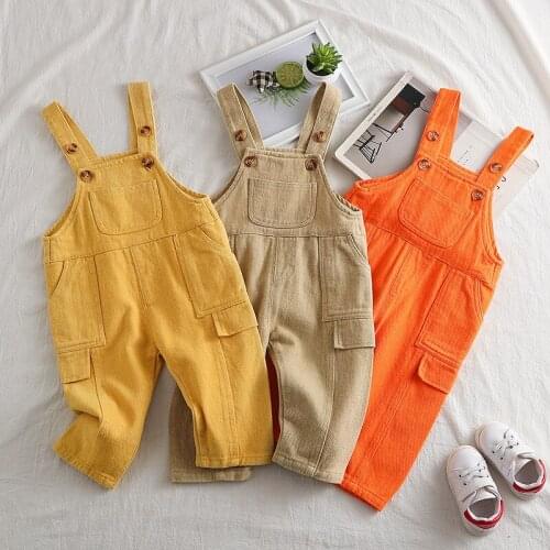 Toddler Girls Jumpsuits Casual Korean Pocket Trousers for Boy Fashion Autumn High Quality Child Pants Baby Boys Overall 2020 New