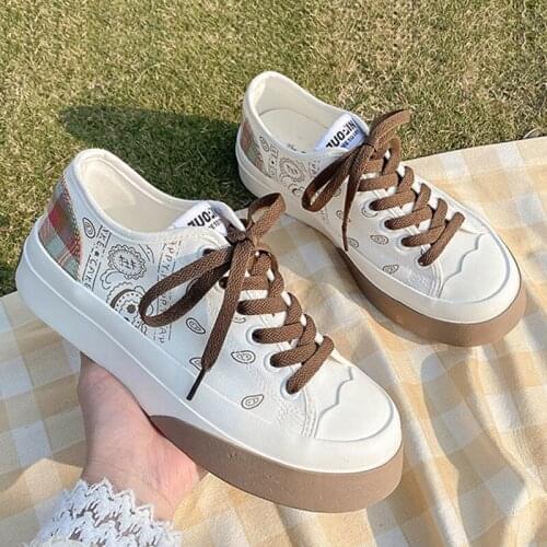 Sneakers Womens Sports Kawaii Shoes Canvas Pink Flat Platform Running White Casual Anime Lolita Korean Vulcanize Rubber Sole