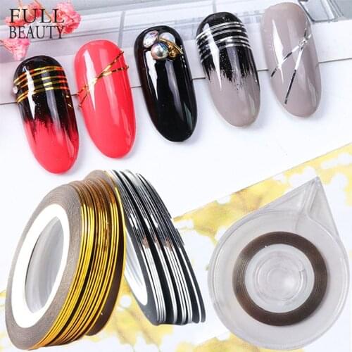 0.5mm Gold Silver Striping Tape Line Stickers on Nails Storage Container All for Manicure Nail Art Decorations Tool CH1009-2