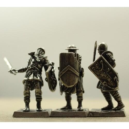 Metal Copper European Medieval Legionnaire Shield Soldiers Model Figurines Miniatures Desktop Game Decorations Toy Ornament Gift