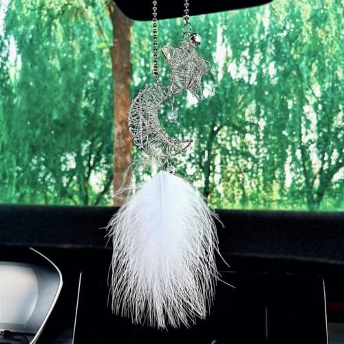 Cute Anime Car Accessories Decoration Feather Dreamcatcher Car Accessories Interior for Women Kawaii Car Pendant Serie Car Decor