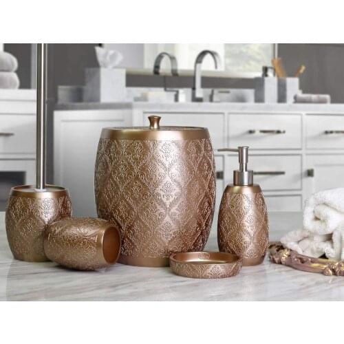 By Selim Celine 5 Piece Polyester Bath Set - Mink