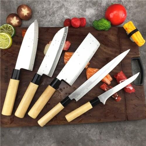 Kitchen Knives Set Stainless Steel Professional Japanese Chef Knife Meat Fish Sashimi Santoku Boning Knife Wood Handle Cleaver