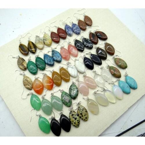 Natural stone Quartz crystal tiger eye Turquoises Horse eye charms Earring for diy Jewelry making Earring Pendant Accessories A3