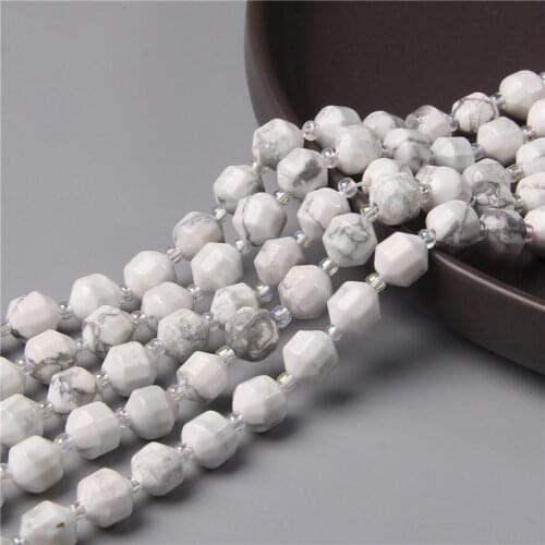Natural White Turquoises Howlite Stone Beads Faceted Column Sharp Energy Faceted Loose Beads for Jewellry Making Bracelets Diy