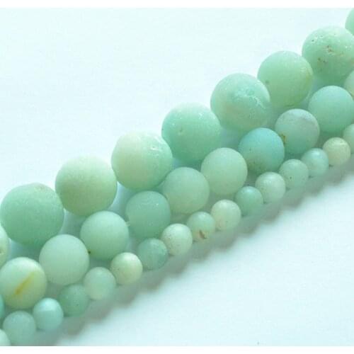 Natural Stone Blue River Amazonite Dull Matte Beads Round Loose Spacer Beads for Jewelry Making DIY Handmade Charms Bracelets