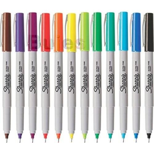 Sharpie 37000 sereis Permanent Markers, Ultra Fine Point, 12 Colors,permanent on paper, plastic, metal, and most other surfaces