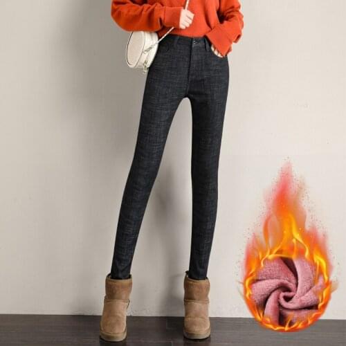Plush Jeans Women 2020 Autumn Winter Fleece Warm Fashion New Korean Style High Waist Thick Ankle Length Straight Pants Mom Jeans
