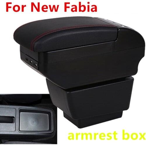 For New Fabia armrest box central Store content Storage skoda Fabia 3 armrest box with cup holder ashtray 9 USB 2015-2017 2016