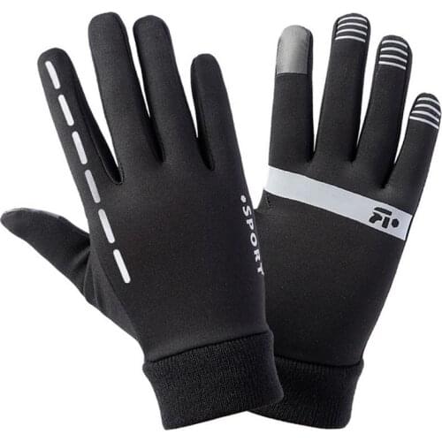 Hot Sports Running Gloves Men And Women Grab Velvet Thin Reflective Gloves For Riding Travel Antiskid Touch-screen Outdoor