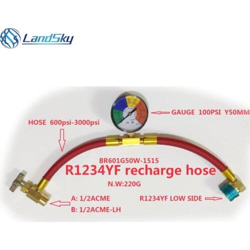 R1234YF Recharge Hose Automotive Air Conditioning Refrigerant Detection Tube Fluoride Supplement Pipe Tool 1 / 2ACME