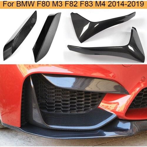 Carbon Fiber Car Front Bumper Splitters for BMW F80 M3 Sedan 4D F82 F83 M4 Coupe 2D 2014-2019 Front Splitter Fog Lamp Trim Cover