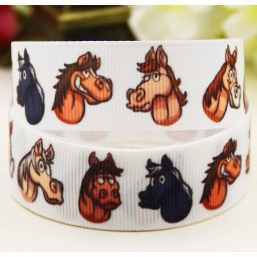 22mm 25mm 38mm 75mm Horse Cartoon printed Grosgrain Ribbon party decoration 10 Yards X-03927