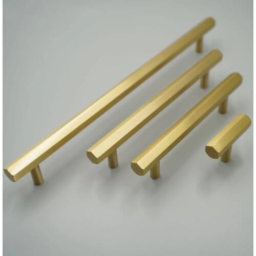2.5'' 3.75'' 5'' Brushed Brass Handles Knob Hexagon Pull Knob Kitchen Cabinet Handle Drawer Knob Pull Handles Modern Style