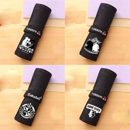 1pcs Anime Danganronpa: Trigger Happy Havoc monokuma Roll Up Pencil Bag Pouch Portable Study Stationery Holder Storage Bag