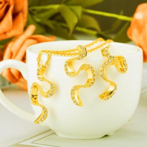 African Bridal Wedding Earring Snake Ring Necklace Earring Arab for Women Gold Color Ethiopian Jewelry Eritrea Habesha Sudan set