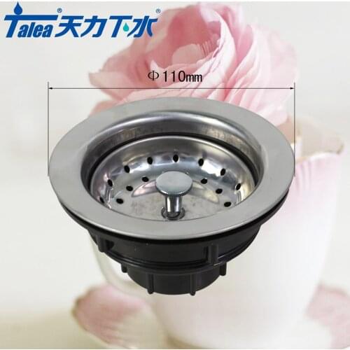 Talea 110mm Stainless Steel Basin Trap Drain Kit Waste Sink Drain Drainer Filter Kitchen Sink Drain Strainer Stopper Waste Plug