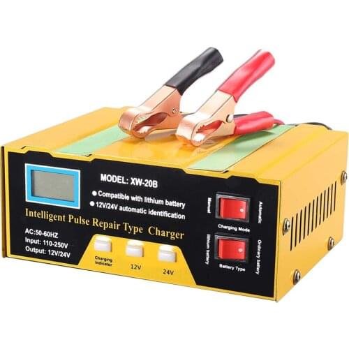 12V/24V Battery Charger Intelligent Pulse Repair Type Charger with Digital Display for Car Cell Motorcycle Battery EU/US/AU/UK