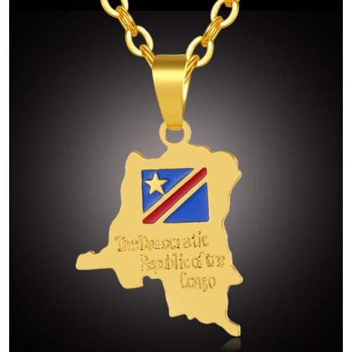 Trendy Africa The Democratic Republic of the Congo Map pendant necklace fashion World map necklace for men women gifts