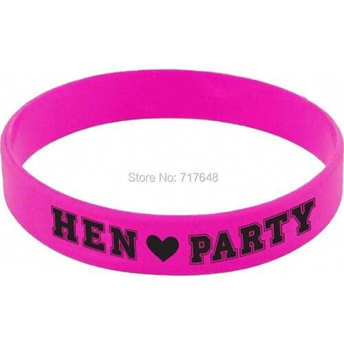 100pcs Hen Do Party Pink wristband silicone bracelets free shipping by ePacket A