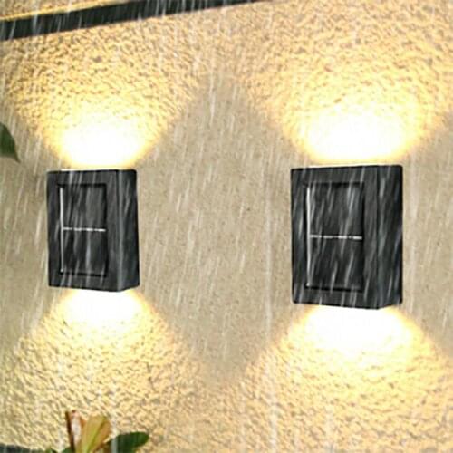 2PCS/Set Solar LED Wall Lamp Waterproof Outdoor Garden Pathway Yard Patio Stairs Steps Fence Lamps Solar Night Light Wall Lamp