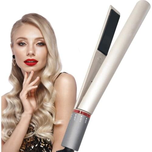 2 in 1 Professional Hair Curling & Hair Straightener Irons Tourmaline Ceramic Flat Iron Straightening And Curls Roller Iron