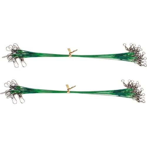 20pcs Fishing Wire Leaders with Safety Snaps and Barrel Swivels Fishing Leaders for rigging all types of bait or lures