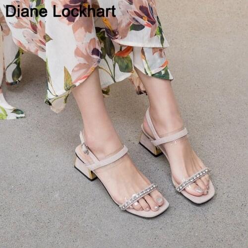 2020 Fashion PVC Women Sandals Summer Platform Open Toed Rhinestone Thick Low Heels Ankle Buckle Strap Discount Shoes 31 32 41