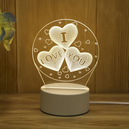 3D lamp Sensor Night Light Valentines Day gift Heart USB Light Atmosphere Lamp Childrens night light bedside lamp for bedroom
