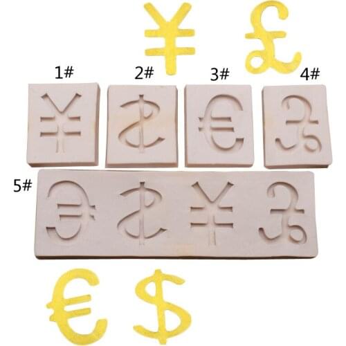 5 Models Money Symbols Euro Dollar Renminbi Fondant Silicone Mold DIY Chocolate Decoration Gumpaste Mold