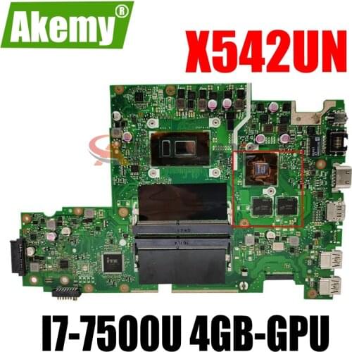 AKEMY Mainboard For ASUS X542UR X542UN X542UQ X542UNR X542UQR X542U Laptop Motherboard Mainboard W/ I7-7500U 4GB-GPU