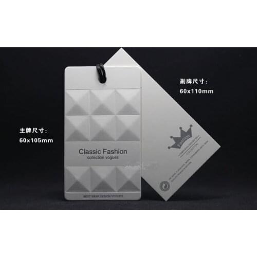 Free Design & 500pcs/lot customized paper hang tag/clothing swing tag/labels/garment/bag printed tags dq002