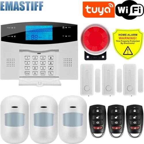 Wireless WIFI GSM Home Security Alarm System For Tuya Smart Life APP With Motion Sensor Detector Compatible With Alexa & Google