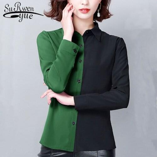 Blusas mujer de moda 2021 Chiffon Spliced Leopard ladies tops womens blouses korean fashion clothing black top plus size 6014 50