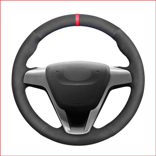 MEWANT Black Suede Leather Steering Wheel Cover for Lada Vesta 2015 2016 2017 2018 2019 Xray 2015-2019