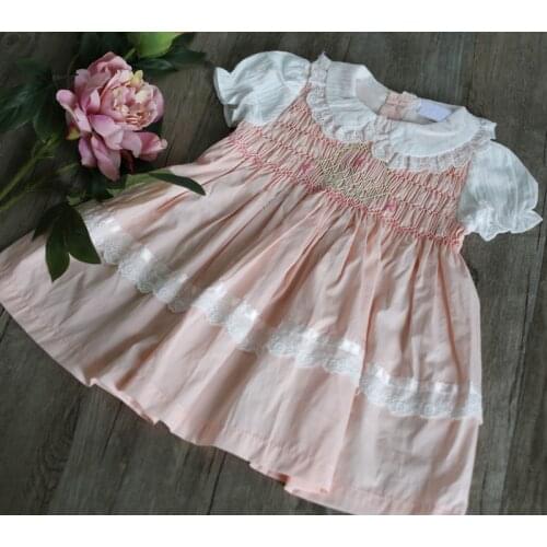 Kids Toddler Girls Smocked Floral Dress Baby Smock Embroidery Frocks Smocking Boutique Clothes Girl long Sleeve Embroidery Dr