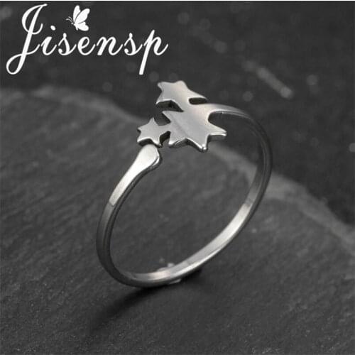 Jisensp Geometric Creative Stainless Steel Rings Simple Fashion Little Stars Finger Ring for Women Girls Friendship Gift