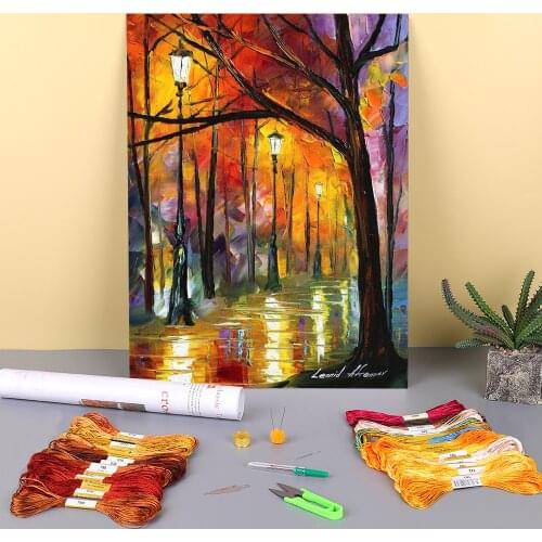 Blues Night Printed Water-Soluble Canvas 11CT Cross Stitch Embroidery Complete Kit DMC Threads Handmade Hobby Different