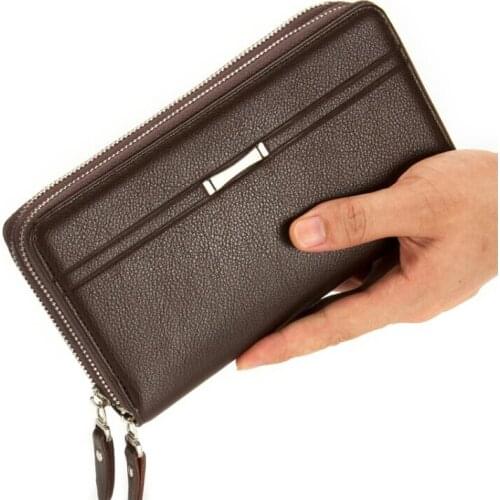 Foreign Trade New Business Casual Mens Long Wallets Double Zipper Hand Package MultiFunction ID Card Holder Catch Clutch Wallet