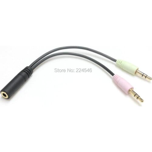 Headphone & Mic Combine Adapter 3.5mm male 2 in 1 female for headset PC/Laptop