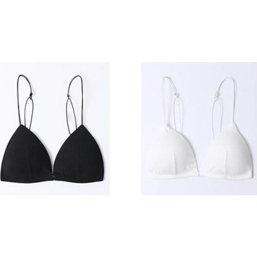 Beauty back breast underwear girl triangle cup bra no steel ring thin sexy flat small chest student front buckle wrapped chest