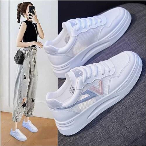 Women Sneakers Fashion Platform Shoes Spring Autumn Casual Flats Female All-match Thick Sole Breathable White Vulcanized Shoes