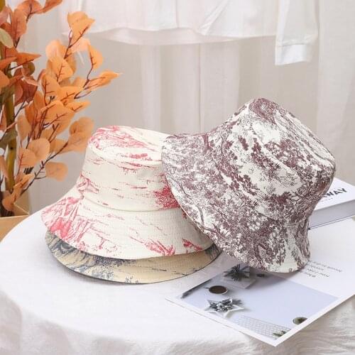 Summer Adult Cotton Suncreen Hats porcelain Print Bucket Hats Fisherman Caps Tie Dye Pirnted Panama Gorro